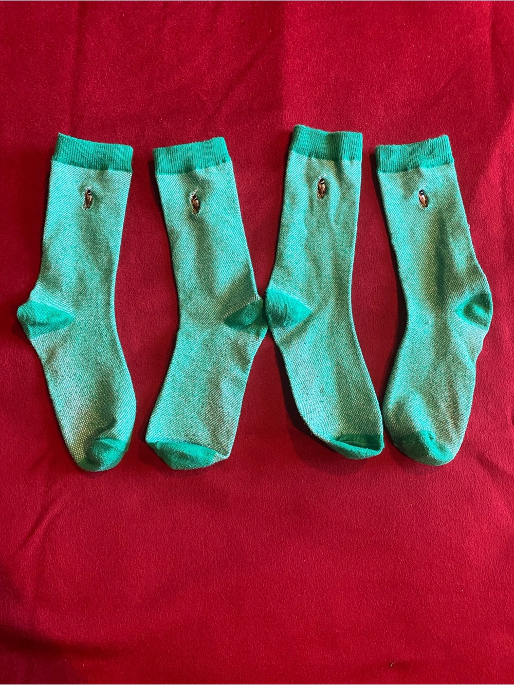 Ralph Lauren Teal Crew Socks - 2 Pairs, Cotton